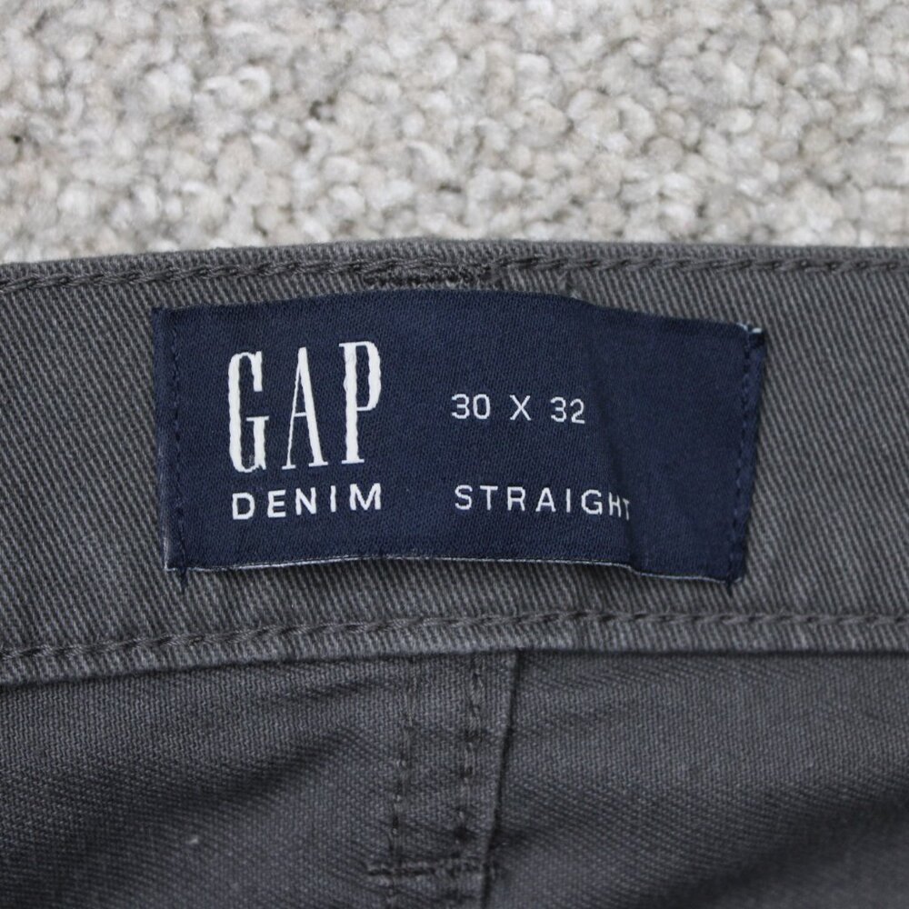 GAP Denim Chino Pants NWT Mens 30x32 Gray Straight Leg Flat Front Mid Rise - Picture 12 of 15